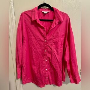 Bright pink oversized boyfriend button down
